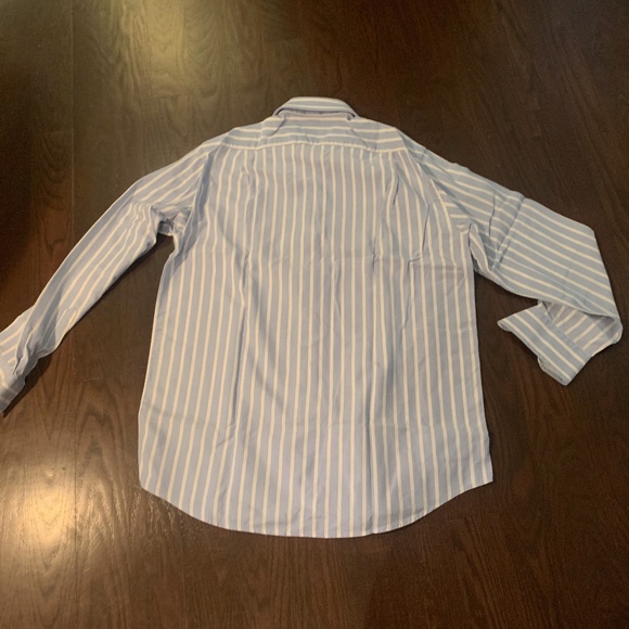 GRIFONI Men's long sleeves woven shirt in blue/white stripes - Picture 5 of 8